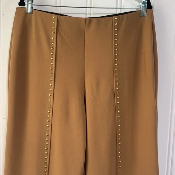 INC International Concepts Tan Wide Leg Studded pull on Pants Size Large - Picture 2 of 10